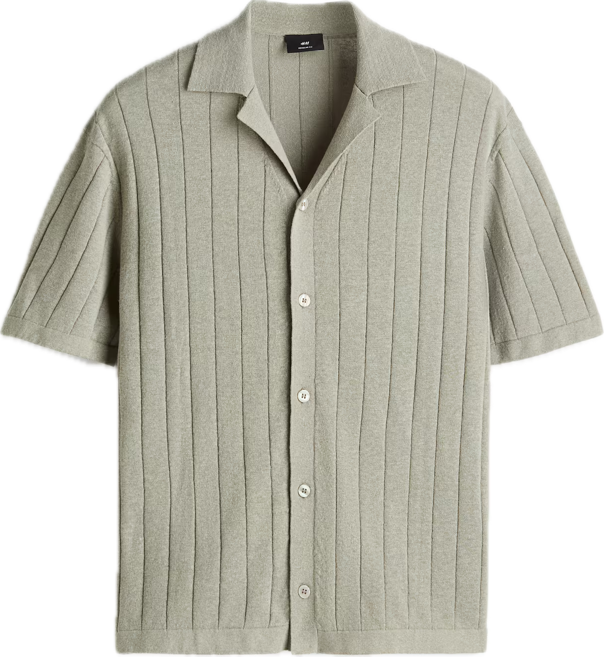 H&M Chemise Regular Fit en lin mélangé avec col cubain